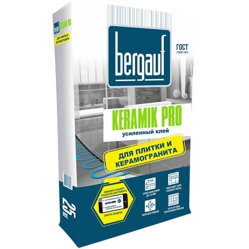 Клей усиленный для плитки и керамогранита  Bergauf KERAMIK PRO, серый, 25 кг